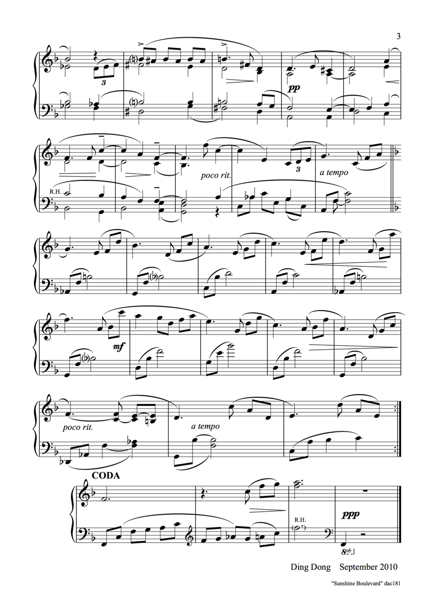 Second page of Sunshine Boulevard score
